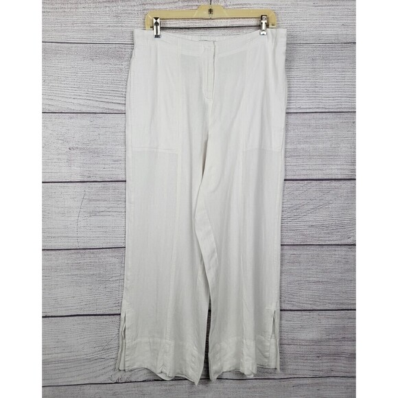 NIC & Zoe Rumba Park Crop Wide Leg Linen Blend Pants White Size 12 - Picture 5 of 8